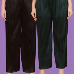 mast & harbour Women Regular Fit Black, Green Polyester Trousers-picture-23