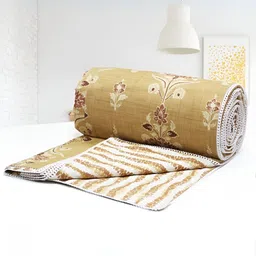Aurave Mustard & White Floral Cotton AC Room 150 GSM Single Bed Dohar-image-75