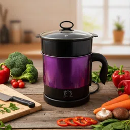 dn brothers Electric Multi Cook Kettle with Steamer | Multipurpose Cooker| 3 Modes | D47 Egg Cooker, Food Steamer, Rice Cooker, Travel Cooker image 1