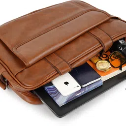 gold sky Men Tan Messenger Bag - Extra Spacious image 4