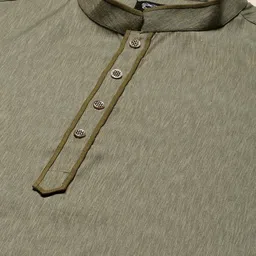 Amodh by Kisah Men Olive Green Jacquard Kurta image 2