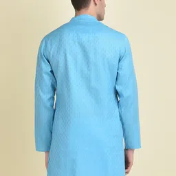 DEYANN Men Mandarin Collar Straight Jacquard Kurta image 3