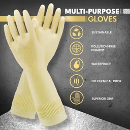 rbgiit Long Sleeves Gloves Dish-Washing Cleaning Laundry Gardening Sanitation Wet and Dry Glove image 4