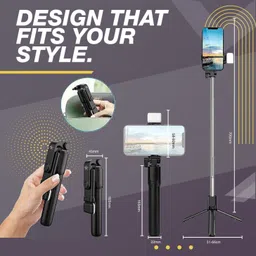 LUGZY Bluetooth Selfie Sticks with Remote and Selfie Light, 3-in-1 Multifunctional Selfie Stick Tripod Stand Compatible with All Smartphones FT06 Bluetooth Selfie Stick image 3