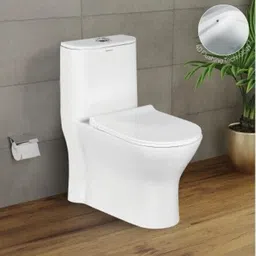 solano Premium Quality Western Toilet/Water Closet/Commode With Soft Close Toilet Seat S/1003 "S" Trap 225MM (9 inch) One Piece Western Commode image 1