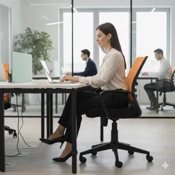 tdf Ergonomic Office Chair, Office Chairs for Home & Office Metal Bar Chair Mesh Office Arm Chair image 2