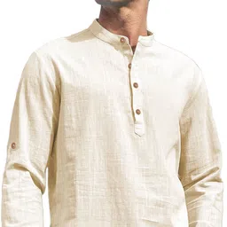 apektra Men Solid Cotton Blend Straight Kurta image 2
