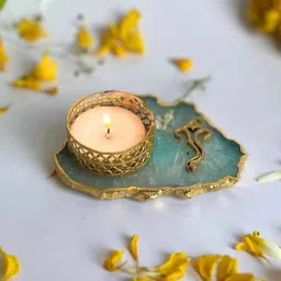 home arte Green Stone Figurine Tea light Holder-picture-23