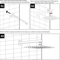 anip Stainless Steel 18 Inch Square Arm/Shower Rod For Shower (Set-1) Shower Head Fixed Mount image 3