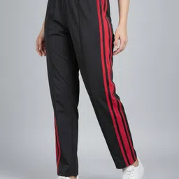 fashion by stacktrail Women Striped Black Track Pants-picture-10