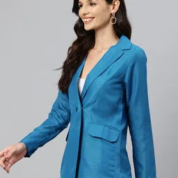 cottinfab Women Solid Double Breasted Formal Blazer image 3