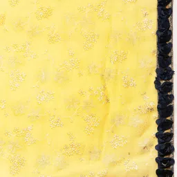 Mitera Navy Blue & Yellow Poly Georgette Embroidered Saree image 4