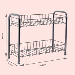 mtri Fruits/Vegetables Kitchen Rack foldable kitchen rack 2shelf Iron image 3