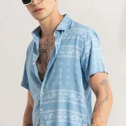 snitch Men Slim Fit Printed Spread Collar Casual Shirt image 4