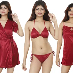 Pack of 3 Women Robe and Lingerie Set-image-2