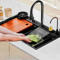 allwinsink Integrated Waterfall Pull-down Faucet Set Sink with Cup washer and Drain Baskets 304 Grade 30'' x 18'' x 10'' Kitchen Sink with ANTI SCRATCH DESIGN Vessel Sink-picture-21