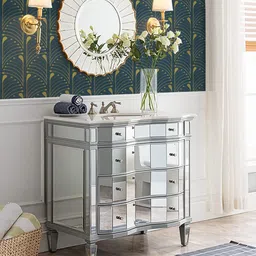 veki Floral & Botanical Blue, Gold Wallpaper image 4