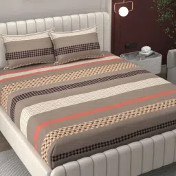 bromwick Multicolor Geometric 200 TC Microfiber King Sized Double Bedsheet with 2 Pillow Covers-picture-37