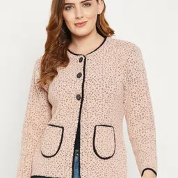 Zigo Women Wool Printed Cardigan-image-14