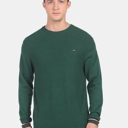 Arrow Sport Men Green Pure Cotton Pullover Sweater-picture-41