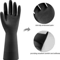 menage Dishwashing Reusable Latex Gloves for Housework Kitchen Bathroom Anti-slip Wet and Dry Glove image 2