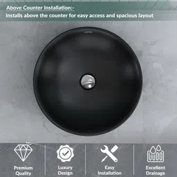 plantex Ceramic Tabletop Round Wash Basin/Countertop Bathroom Sink (40 x 40 x 13 cm) Counter Top image 3