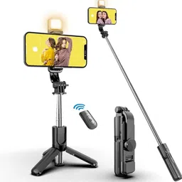 Naridream Selfie Stick with LED Fill Light,3C Phone Tripod Stand with Bluetooth Wireless Remote & 360°Rotation Long Selfie Stick Compatible with iPhone/OnePlus/Samsung/Realme & All Smartphones/Go Pro(Black) Bluetooth Selfie Stick-image-47