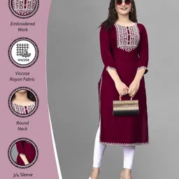 7800 group Women Embroidered Viscose Rayon A-line Kurta-picture-10