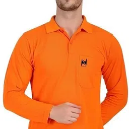 neocardin Men Solid Polo Neck Polycotton Orange T-Shirt-picture-16