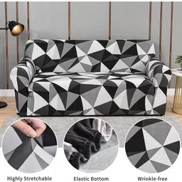 pinkleaf Polyester Abstract 3 Seater Sofa Cover image 3