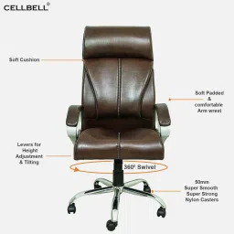 cellbell Enrico Leatherette Executive Chair in Brown Colour image 4