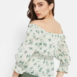 METTLE Floral Printed Off-Shoulder Cotton Bardot Top image 5
