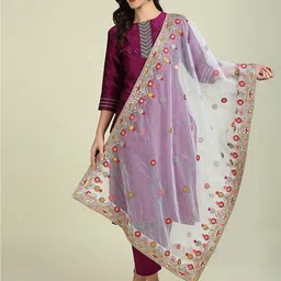 Dupatta Bazaar Embroidered Organza Dupatta with Zardozi-image-50