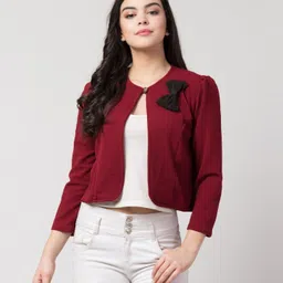 Women Jacket Style Full Sleeve Maroon Shrug-image-64