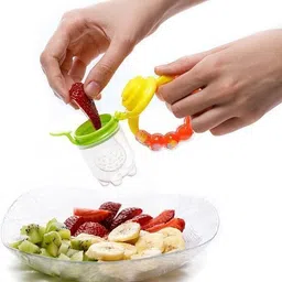 roforuf BPA-Free Nipple Sucker Food Nibbler for Fruits with Rattle Handle Pack of 2 Teether and Feeder image 2