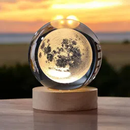 kalachand 3D Moon Crystall Ball for Home Decor and for gifts for you sibling Night Lamp Table Lamp image 2