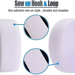 connecticut Hook & Loop Tape | (5M*25mm Hook & Loop Tape, white Color)| No Glue in Back side, Non-Adhesive Sticky Back ,Fabric Fastener Interlocking Tape for Sewing Crafts, DIY, Clothes, Shoes etc. Sew-on Velcro Sew-on Velcro (white) Iron-on Velcro image 3