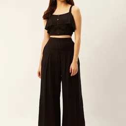 ANVI Be Yourself Women Black Solid Co-Ord Set-picture-23