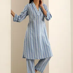 indy Raaga Striped Three Quarter Sleeve Top & Trouser Co-Ords-picture-37