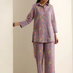indy Raaga Printed Pure Cotton Shirt With Trousers Co-Ords-image-52