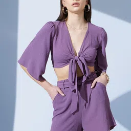 STREET 9 Flared Sleeves Crop Top With Shorts-picture-34