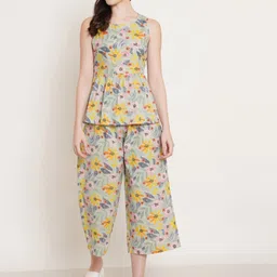 KALINI Printed Pure Cotton Sleeveless Peplum Top & Palazzo Co-Ords-picture-11
