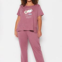 Trendyol Plus Size Graphic Printed Round Neck Night Suit-picture-31
