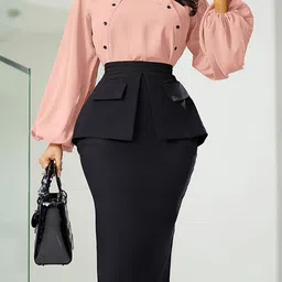 LULU & SKY Cuffed Sleeves Top With Skirt Co-Ords Set-picture-22