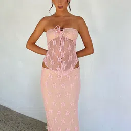 LULU & SKY Self Design Strapless Sleeveless Tie-UP Tube Top & Maxi Skirt-picture-12