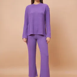 Gipsy Self design Knitted T-shirt With Trousers Set-picture-10