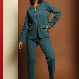 Baawri Round Neck Long Sleeves Coat & Trousers Co-Ords-picture-31