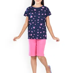 Clothe Funn Girls Star Printed Pure Cotton Top & Capri-picture-47