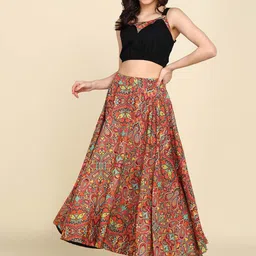 ZNX Clothing Crop Top With Ethnic Motifs Printed Skirt Co-Ords-picture-22
