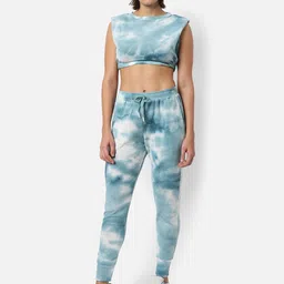 Campus Sutra Women Blue & White Tie dye Printed Pure Cotton Co-Ords-image-7